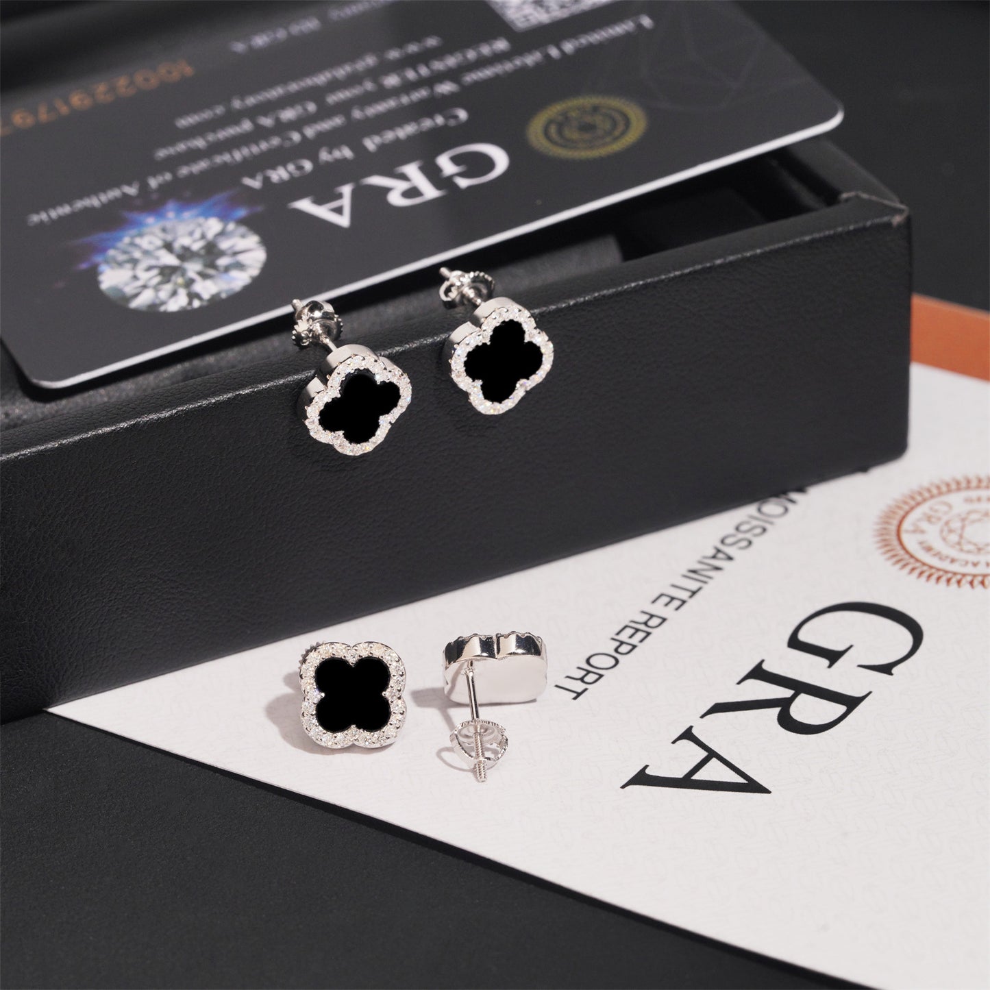925S & VVS1 MOISSANITE FOUR-LEAF EARRINGS
