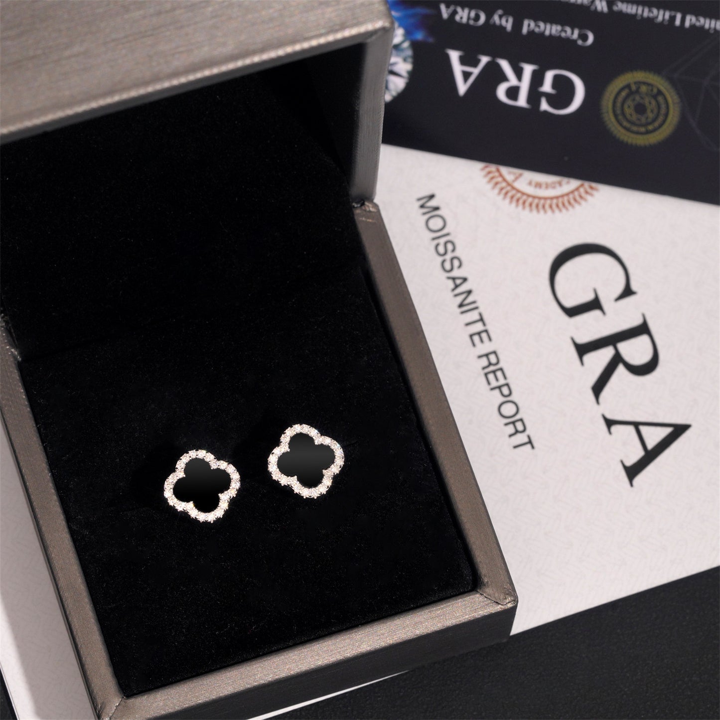 925S & VVS1 MOISSANITE FOUR-LEAF EARRINGS