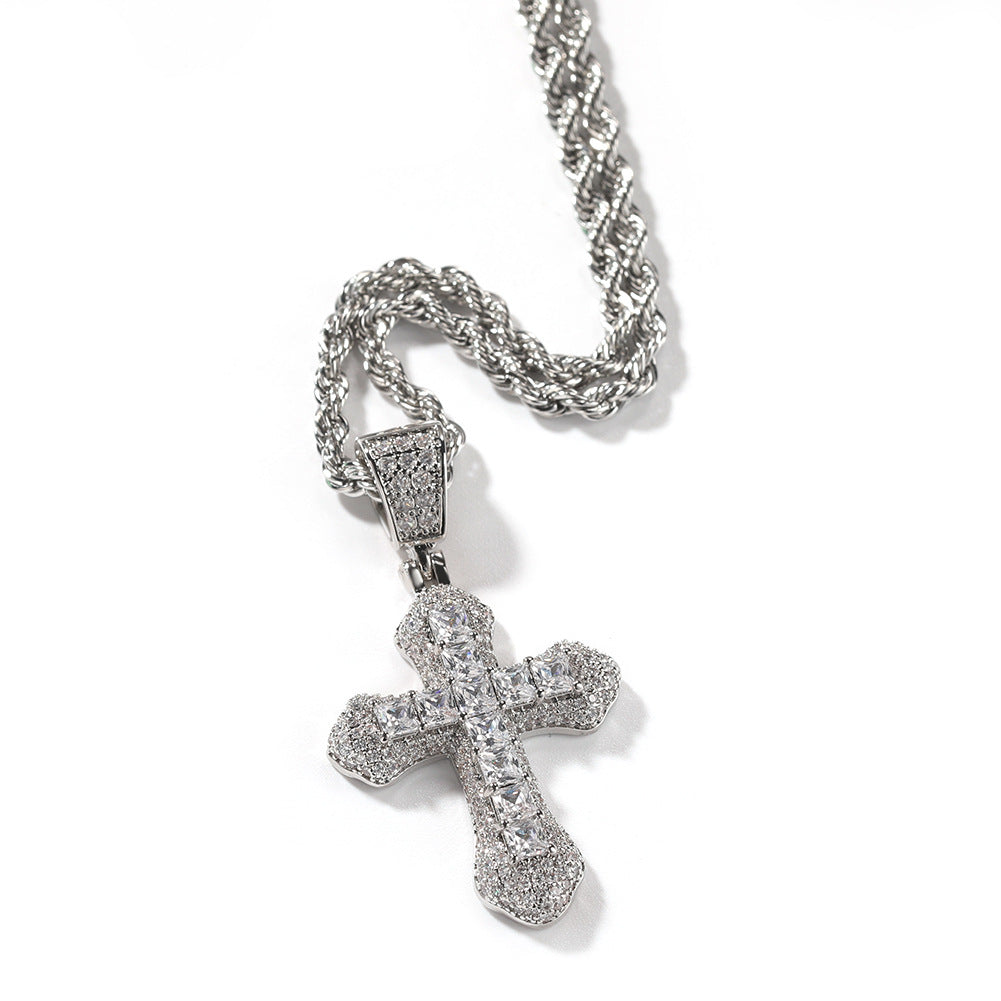 ICED SMALL CROSS PENDANT BUNDLE IN WHITE GOLD-PLATED