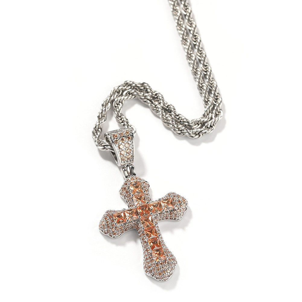 ICED SMALL CROSS PENDANT BUNDLE IN WHITE GOLD-PLATED