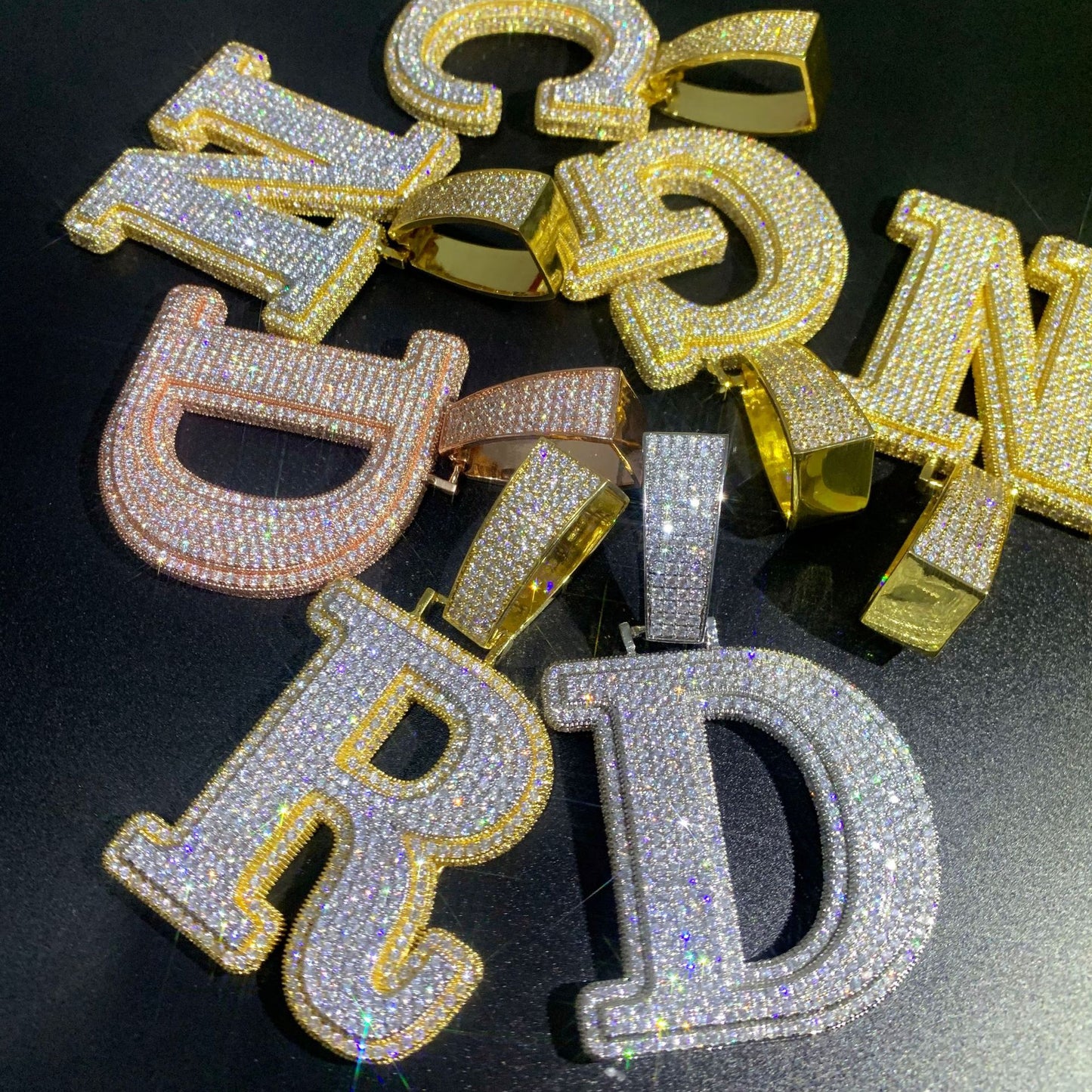 VVS Moissanite/silver-Letter A/B pendant