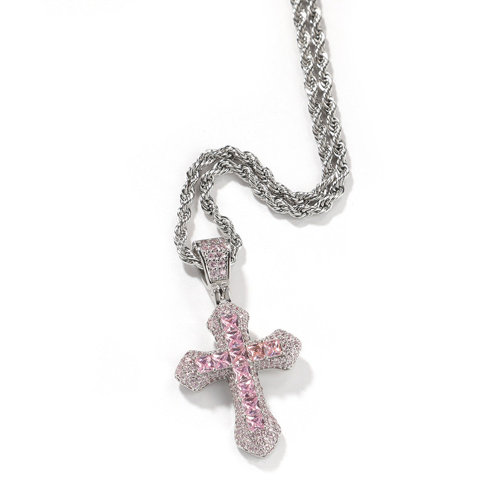ICED SMALL CROSS PENDANT BUNDLE IN WHITE GOLD-PLATED