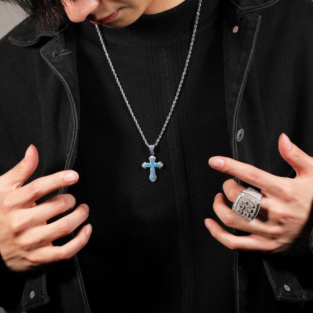 ICED SMALL CROSS PENDANT BUNDLE IN WHITE GOLD-PLATED