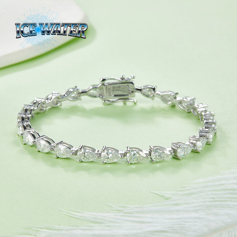 5MM Moissanite Tennis drop shape chain bracelet