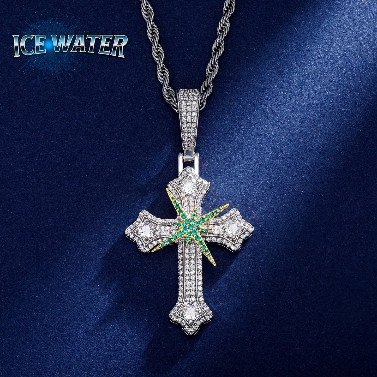 ICE WATER Spinner Zirconia cross Pendant