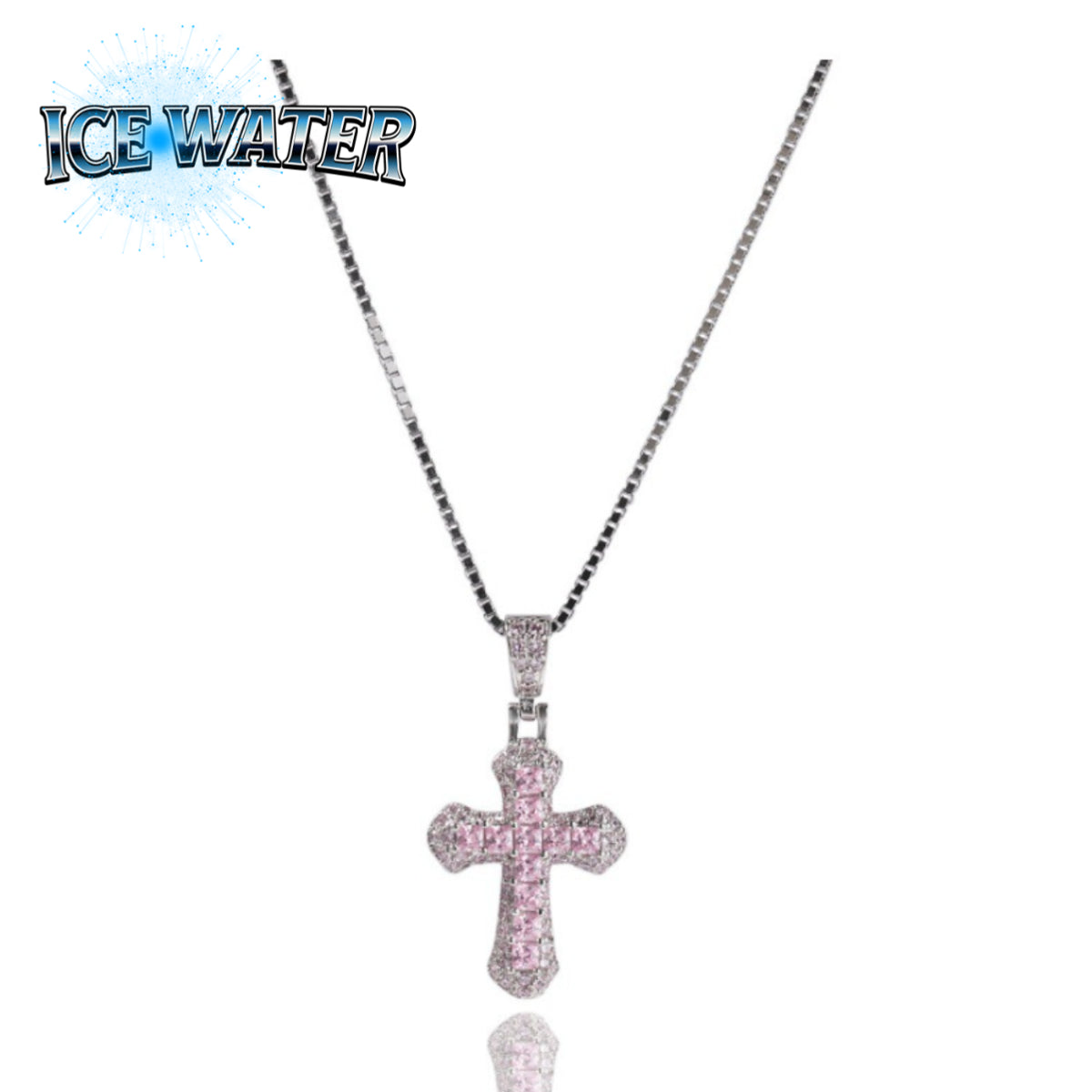 ICE WATER  All Over Zirconic Cross Pendant collarbone chain