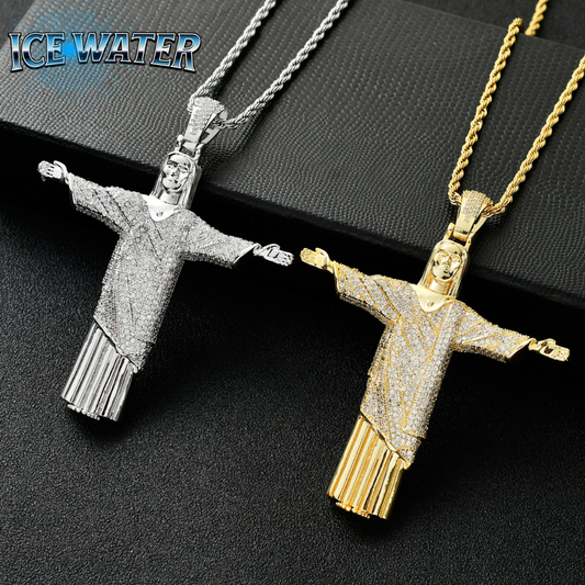 ICE WATER Hip Hop Jesus Cross Cubic Zirconia Pendant