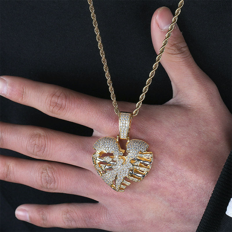 ICE WATER Dudodoo Heart Pendant Zircon Hip Hop Jewelry