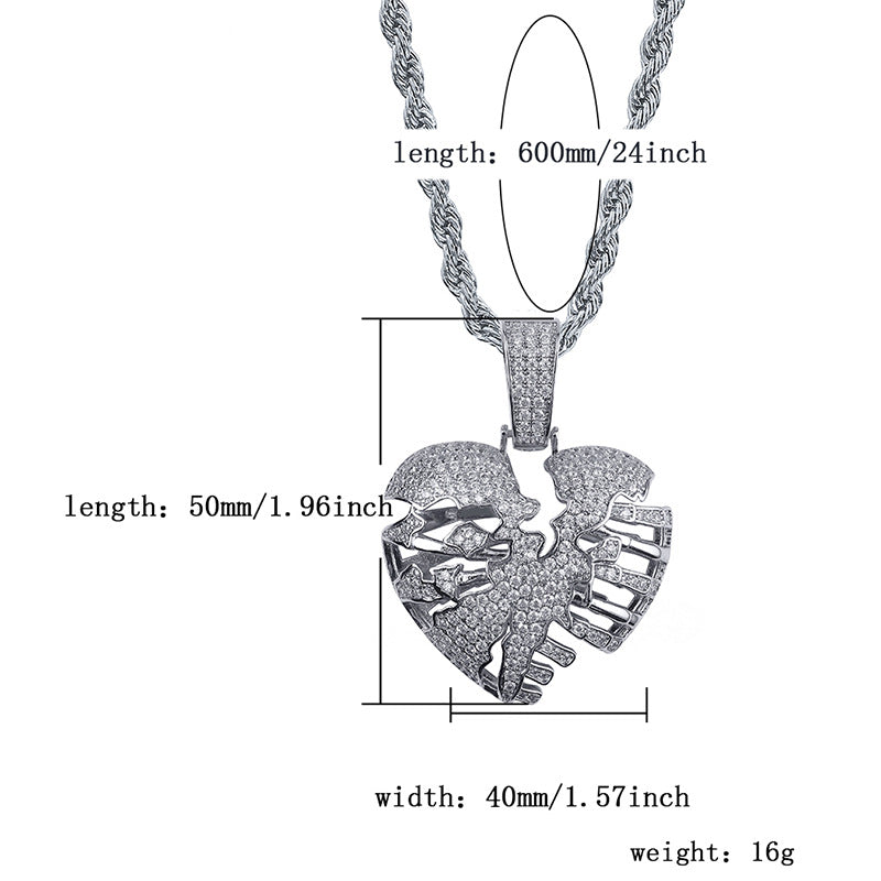 ICE WATER Dudodoo Heart Pendant Zircon Hip Hop Jewelry