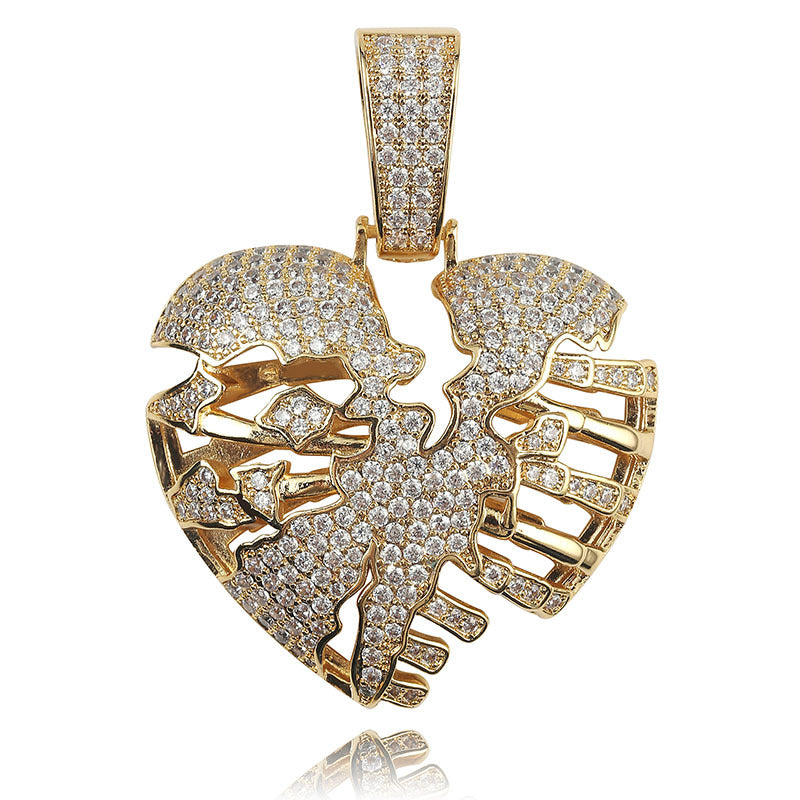 ICE WATER Dudodoo Heart Pendant Zircon Hip Hop Jewelry