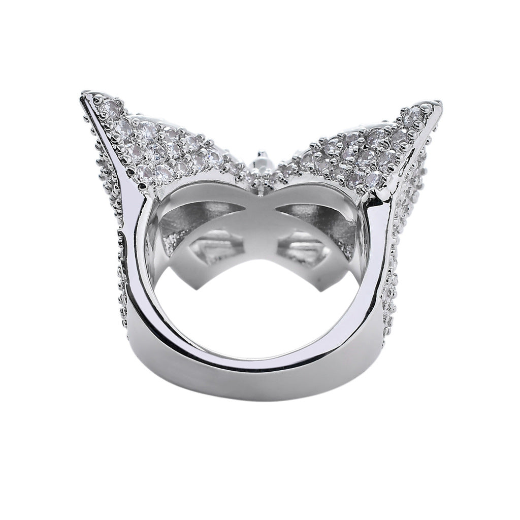 Anillo de mariposa con circonita brillante hip hop ICE WATER