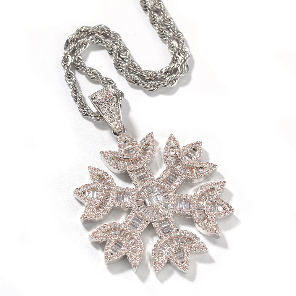 ICE WATER Large Snowflake zirconia Pendant Hip-hop