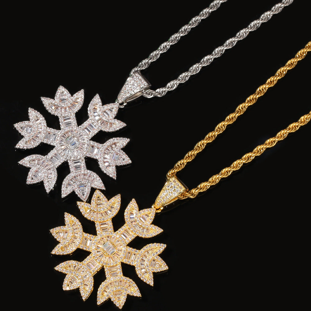 ICE WATER Large Snowflake zirconia Pendant Hip-hop