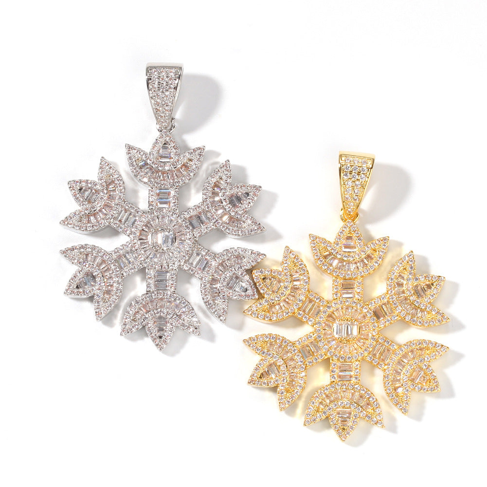 ICE WATER Large Snowflake zirconia Pendant Hip-hop