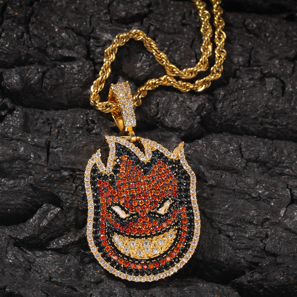 ICE WATER Fire cartoon character pendant copper zirconia