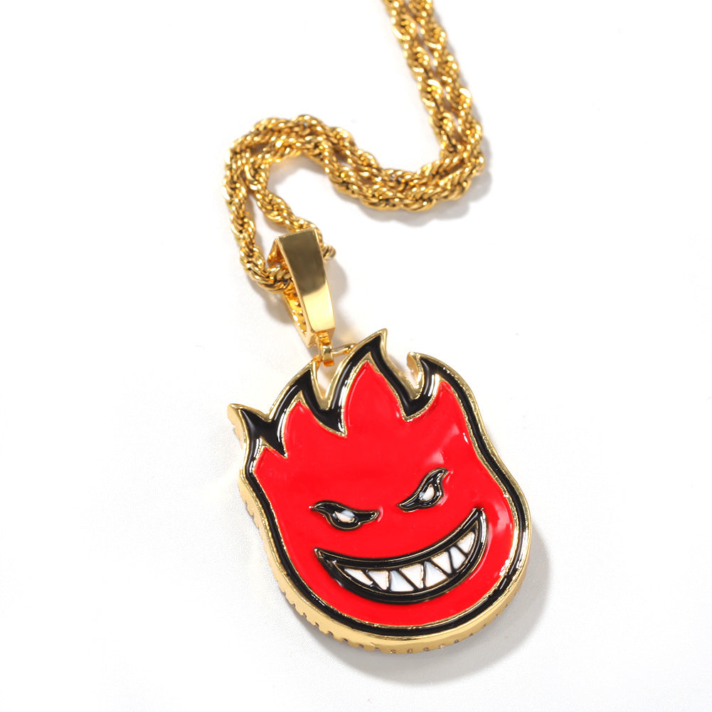 ICE WATER Fire cartoon character pendant copper zirconia