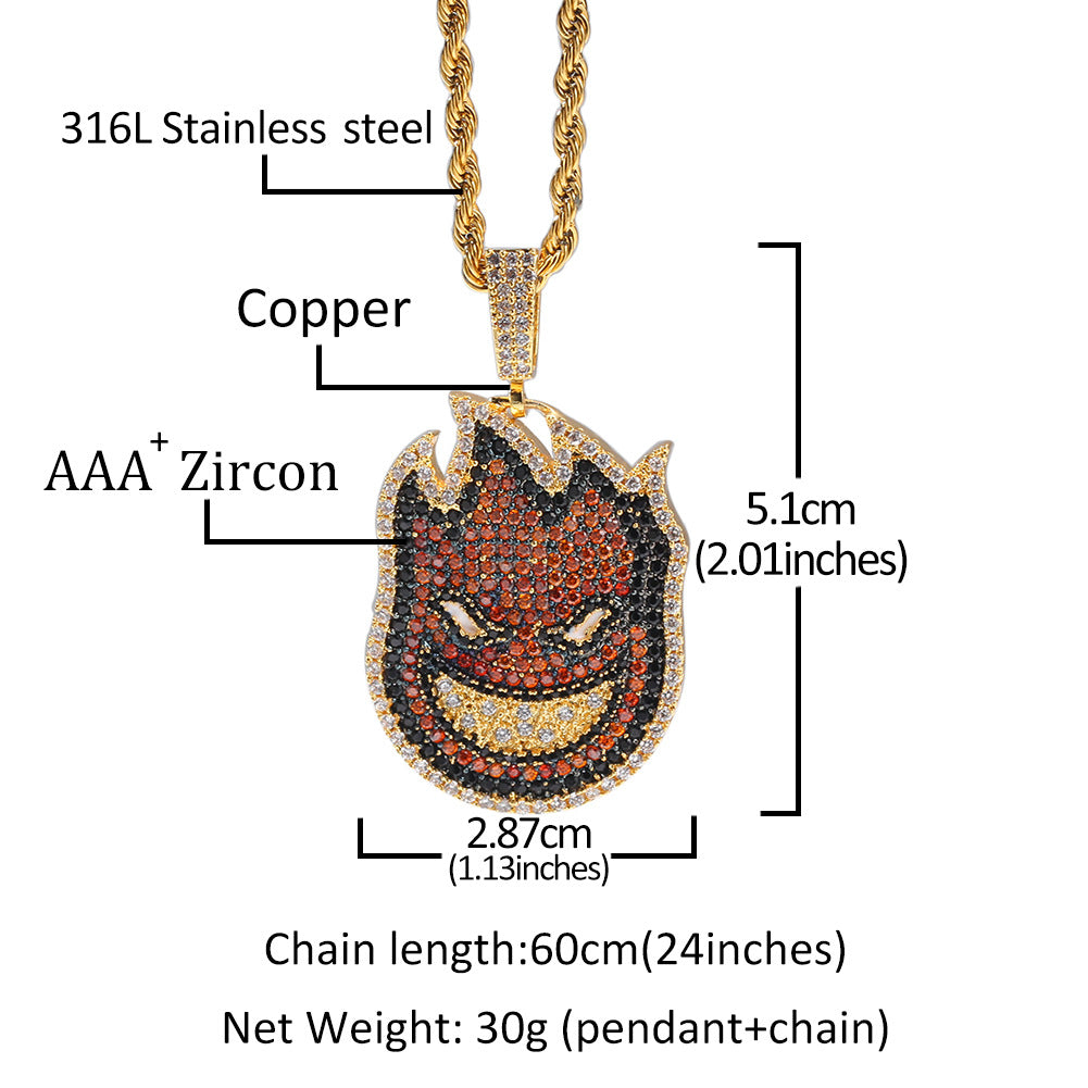 ICE WATER Fire cartoon character pendant copper zirconia