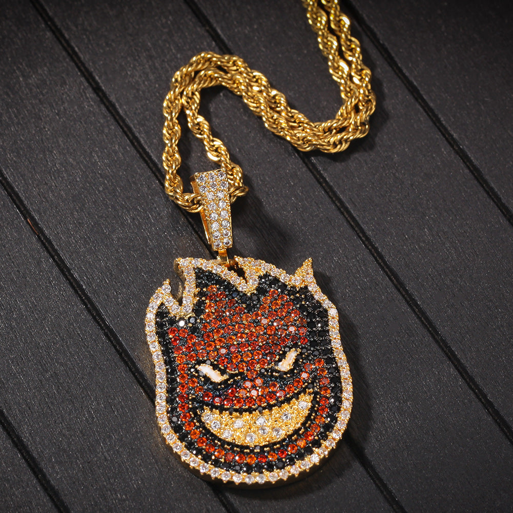 ICE WATER Fire cartoon character pendant copper zirconia