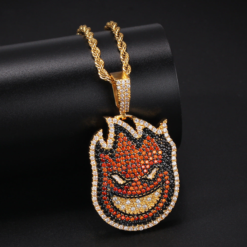 ICE WATER Fire cartoon character pendant copper zirconia