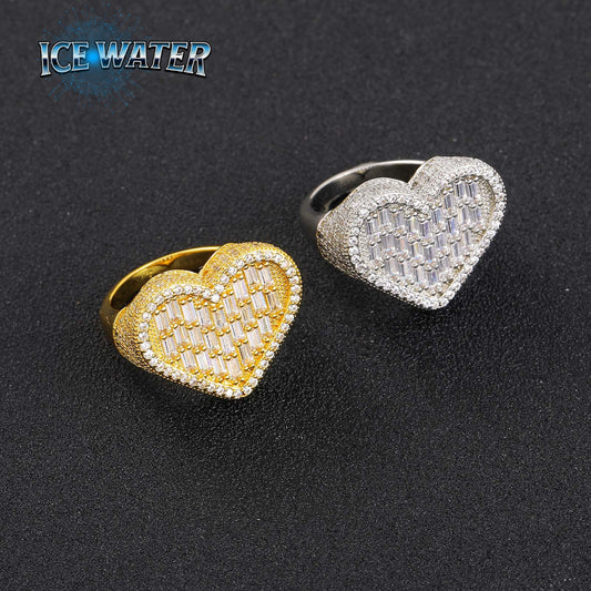 ICE WATER Stylish Three-dimensional  heart Cubic Zirconia Ring