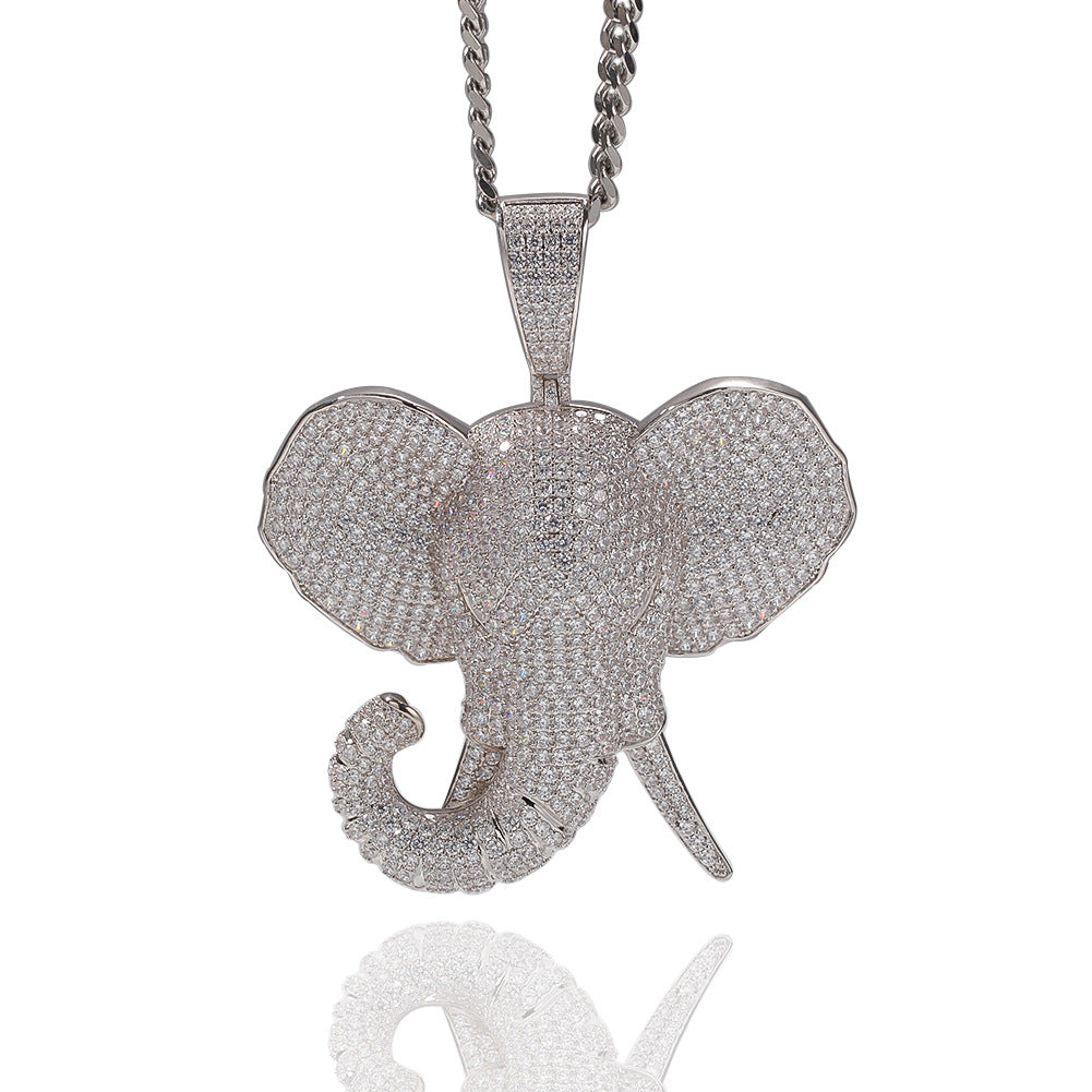 ICE WATER Large Elephant Head Hip-hop zirconia Pendant