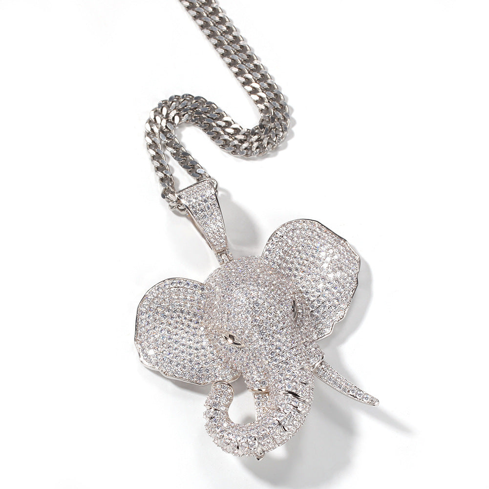 ICE WATER Large Elephant Head Hip-hop zirconia Pendant