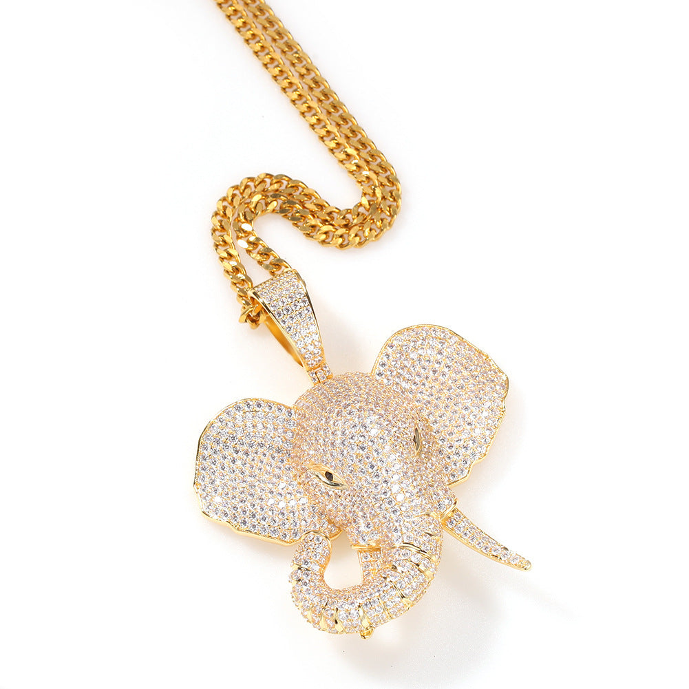 ICE WATER Large Elephant Head Hip-hop zirconia Pendant