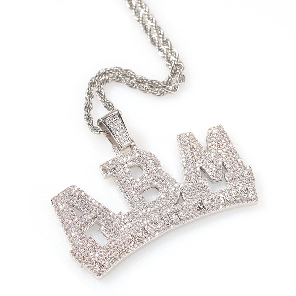 ICE WATER Men's Bling ABM Pendant , Hip Hip copper zirconia