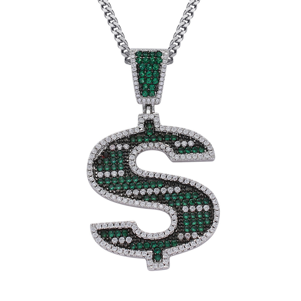 ICE WATER for Men with Dollar Sign Pendant zirconia and copper