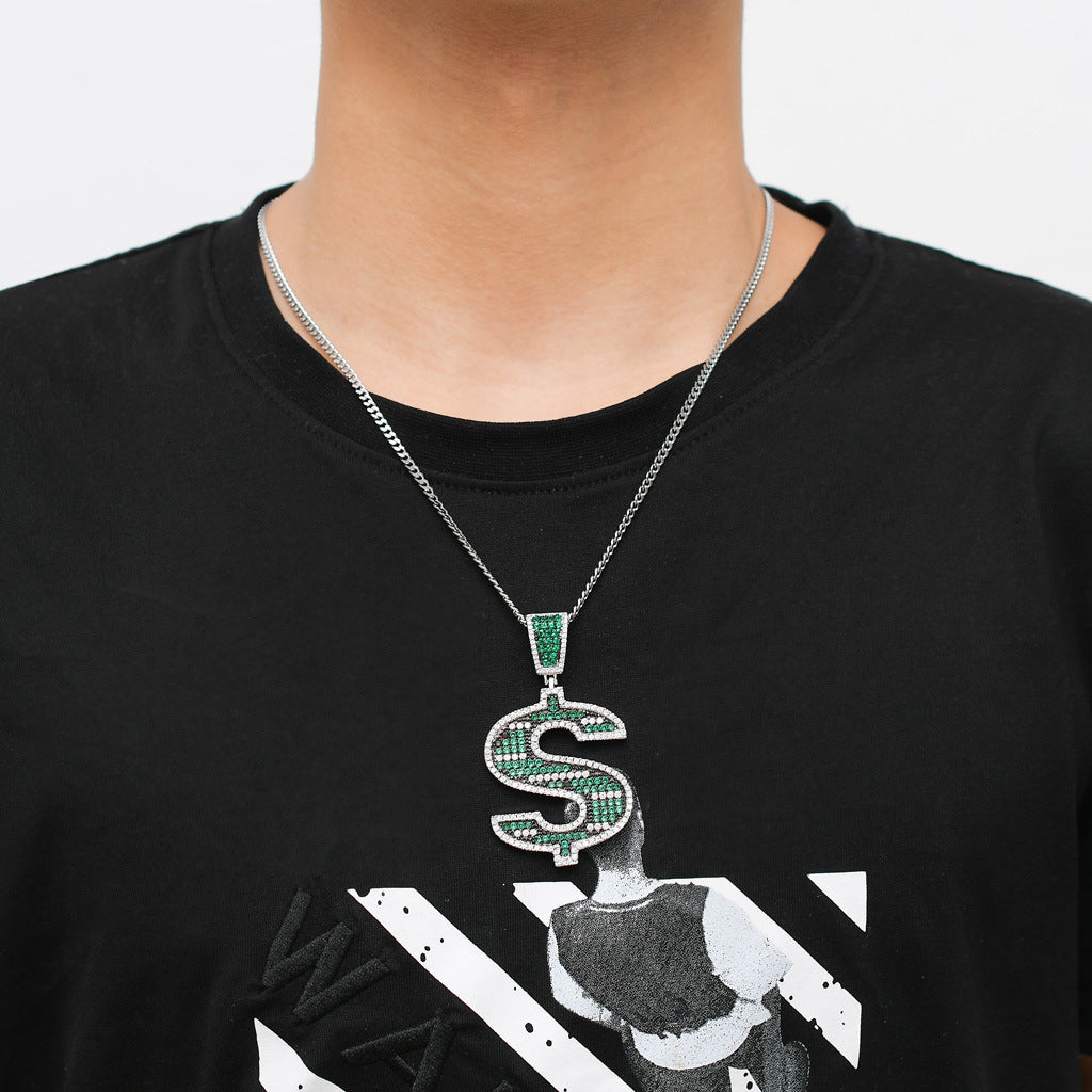 ICE WATER for Men with Dollar Sign Pendant zirconia and copper