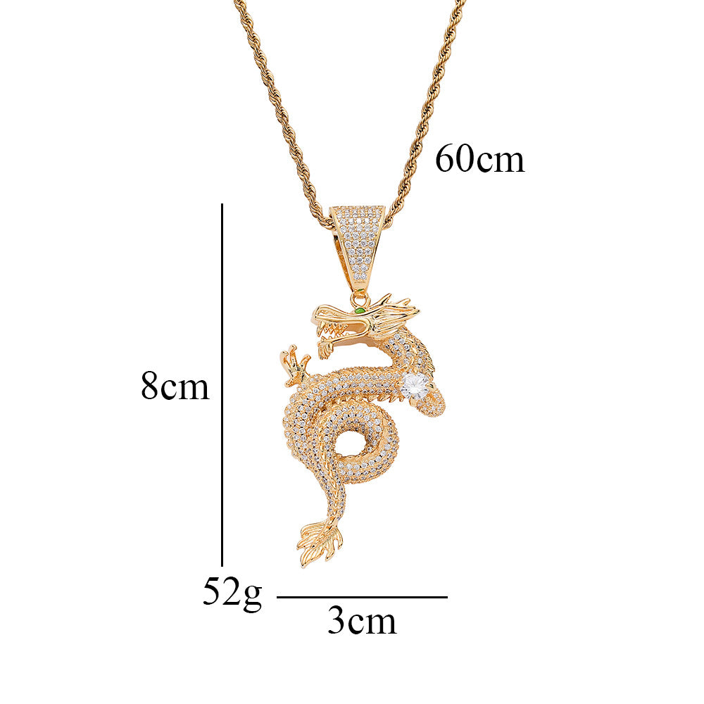 ICE WATER Hip Hop Charm Chinese Dragon zirconia  Pendant