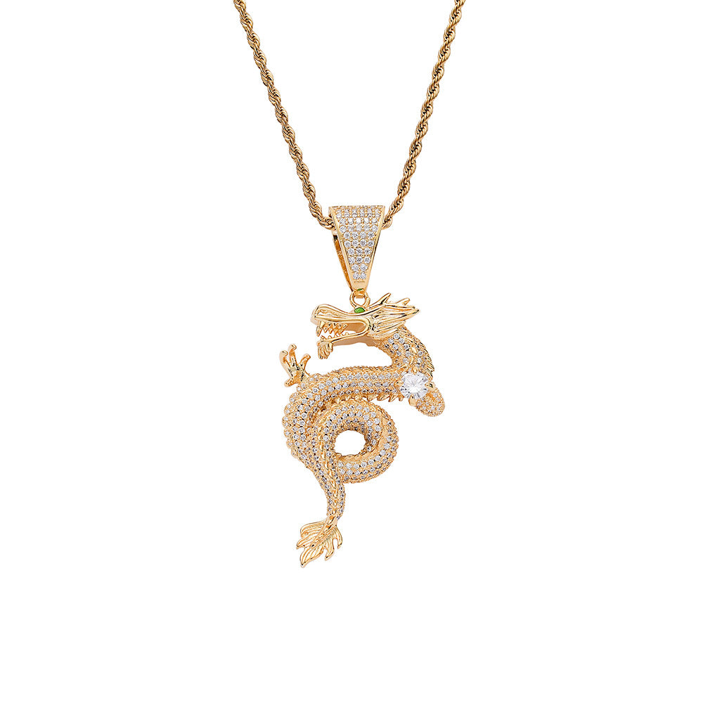 ICE WATER Hip Hop Charm Chinese Dragon zirconia  Pendant