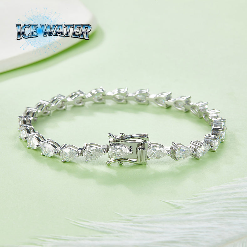 5MM Moissanite Tennis drop shape chain bracelet