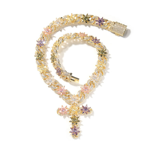 Loyalty 15mm Cross Ice Flower Necklace Link for Brandon