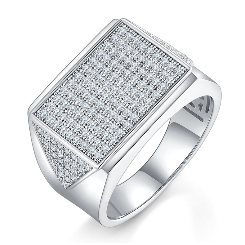 Moissanite  square Men's ring 925 style