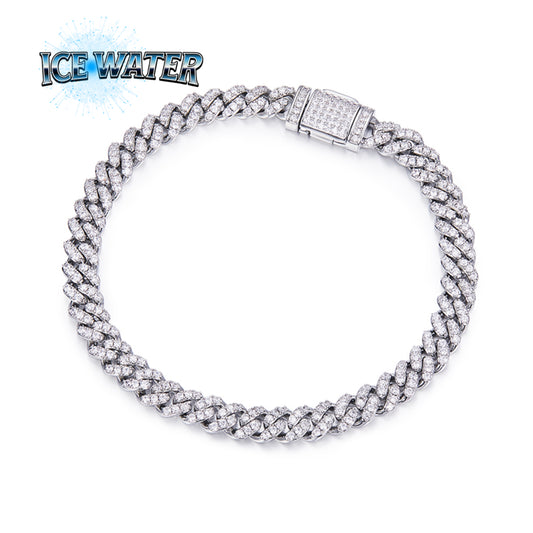 Moissanite 6MM cuban link bracelet chain Jewelry