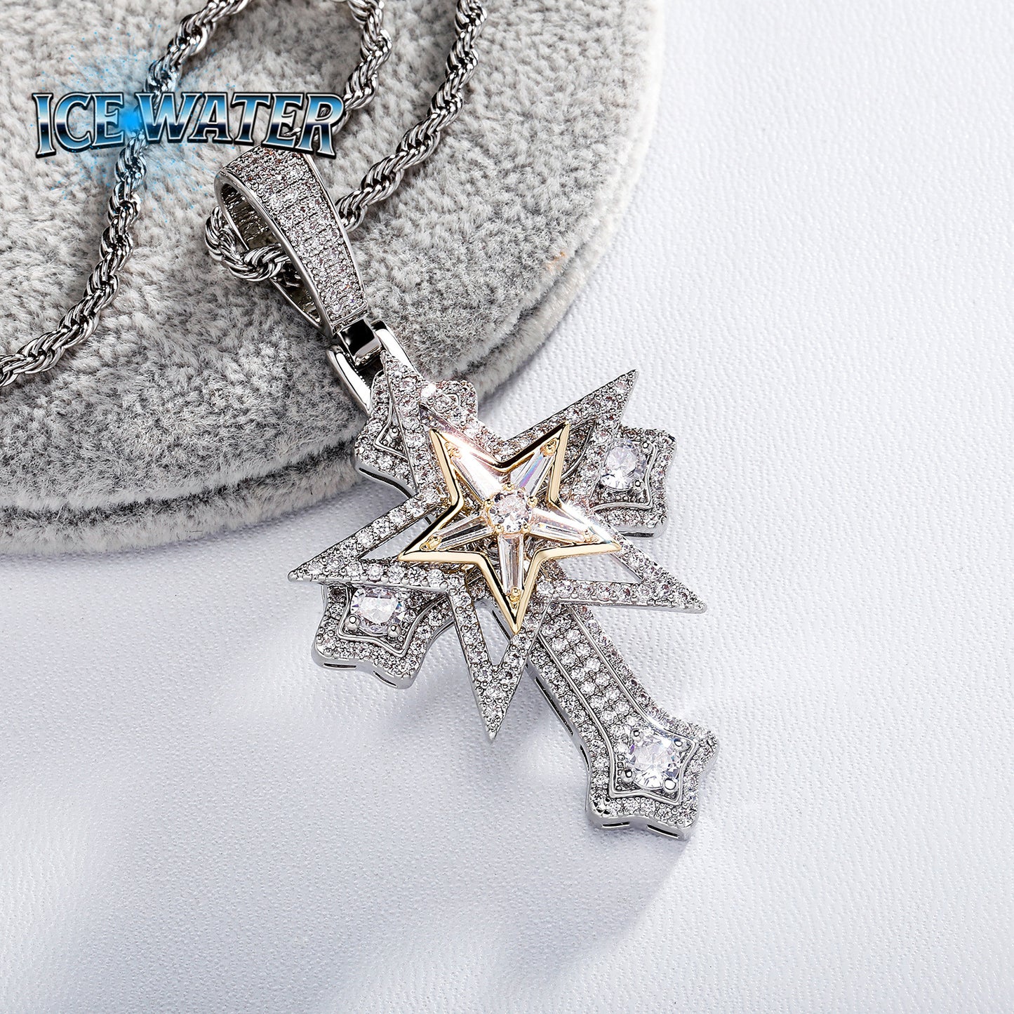 ICE WATER Spinner Zirconia cross Pendant