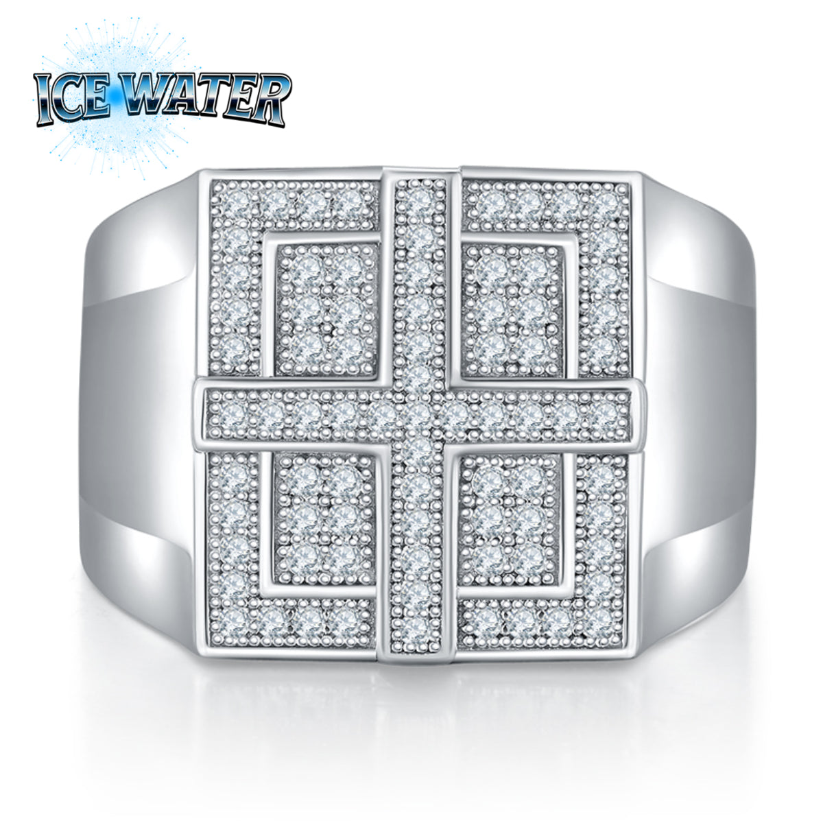 Moissanite cross Men's ring 925 style