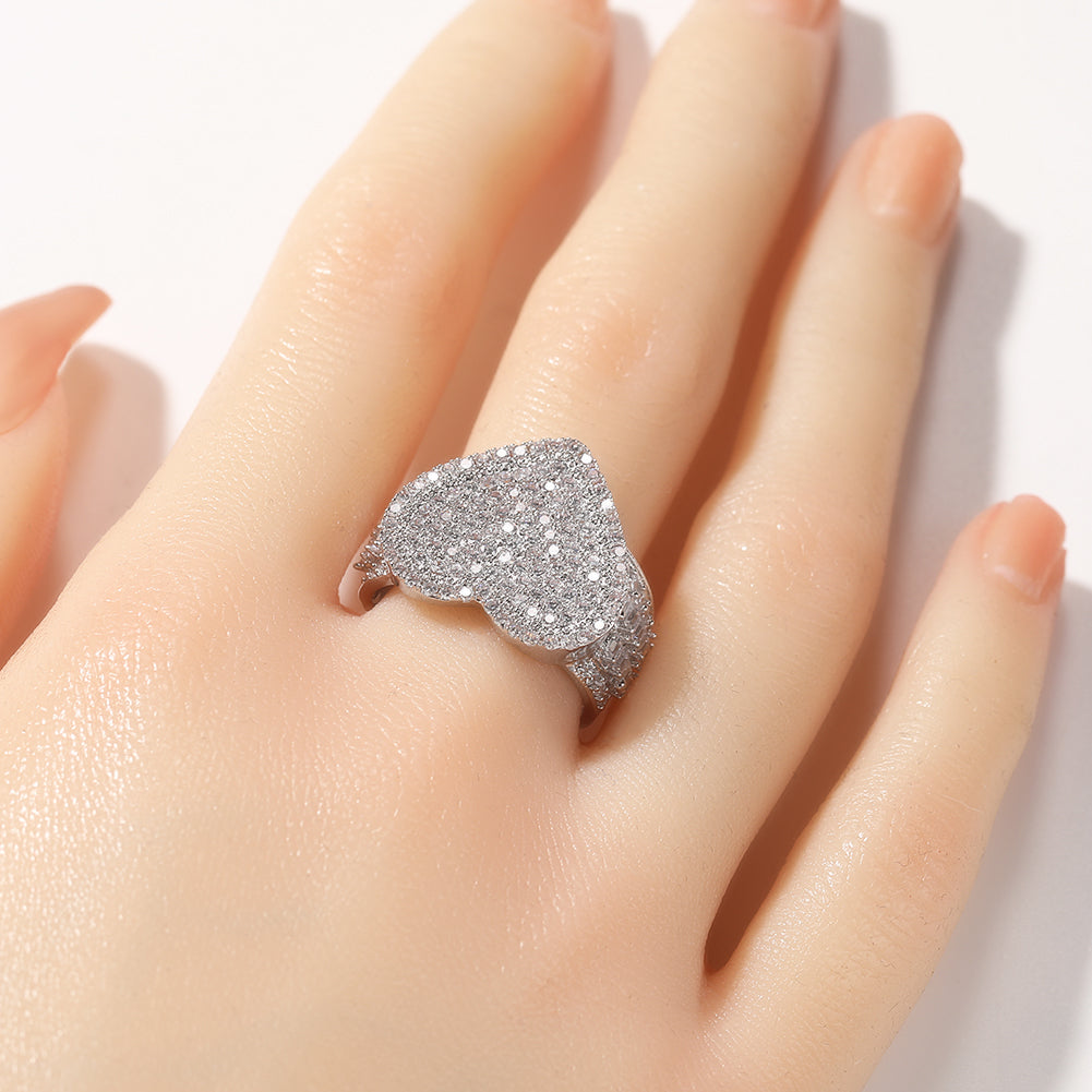 ICE WATER Heart Shaped Cubic Zirconia Adjustable opening Ring