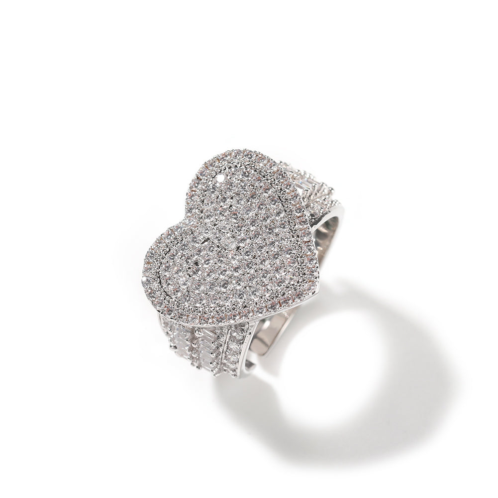 ICE WATER Heart Shaped Cubic Zirconia Adjustable opening Ring