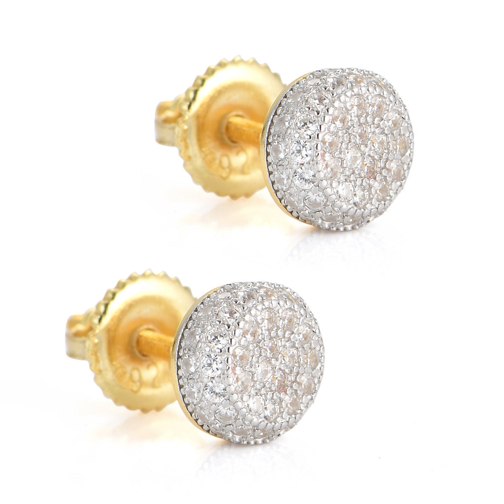 ICE WATER Trendy Men's 925 Silver Plated Round Stud Earrings