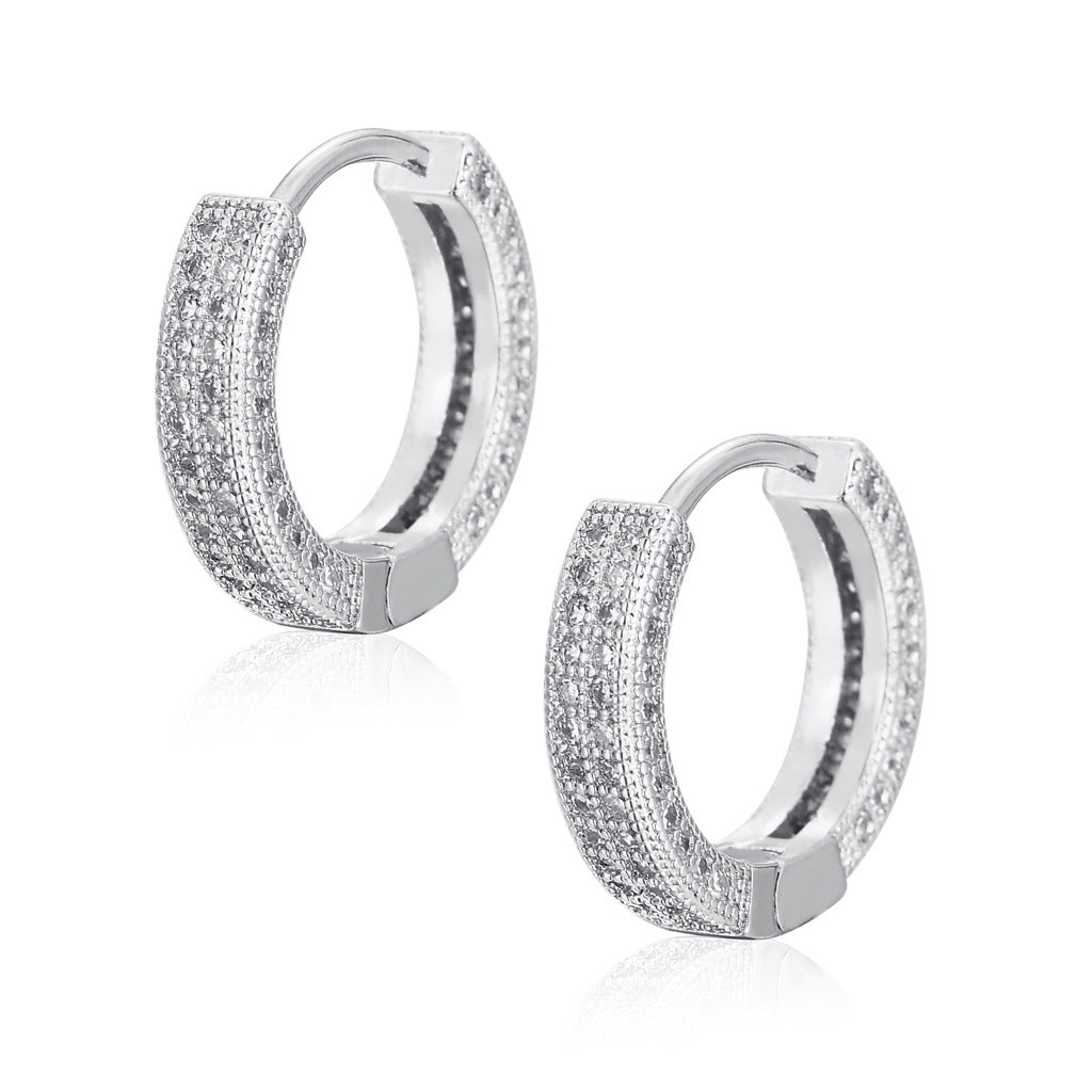 ICE WATER Hip-hop  zirconia Hoop Earrings Jewelry