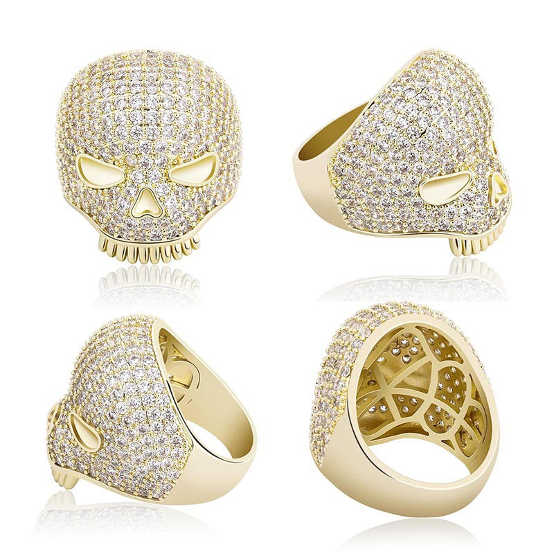 ICE WATER Men's Skull Shaped Zirconia  Ring