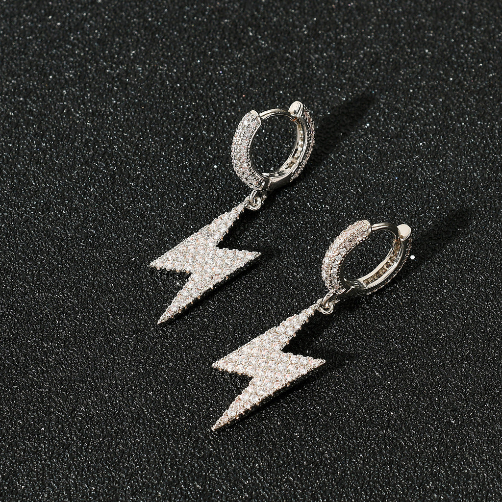 ICE WATER Inlaid Zircon Lightning Dangle Earrings