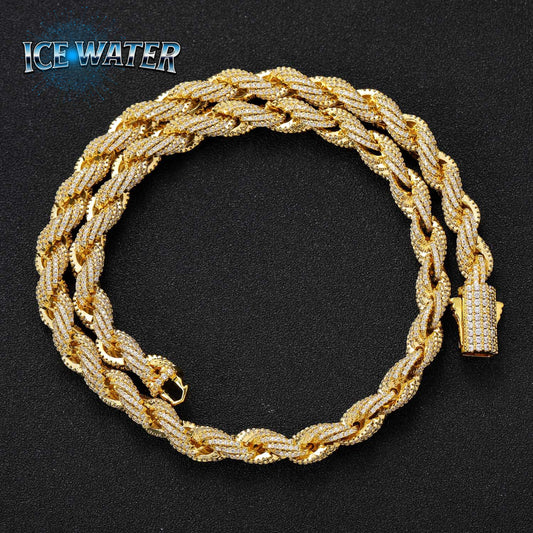 ICE WATER 8mm rope chain copper and zirconia Hip Hop