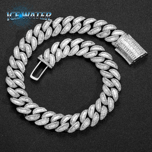 ICE WATER 20mm zirconia Hip Hop Cuban Bracelet Necklace copper Chain