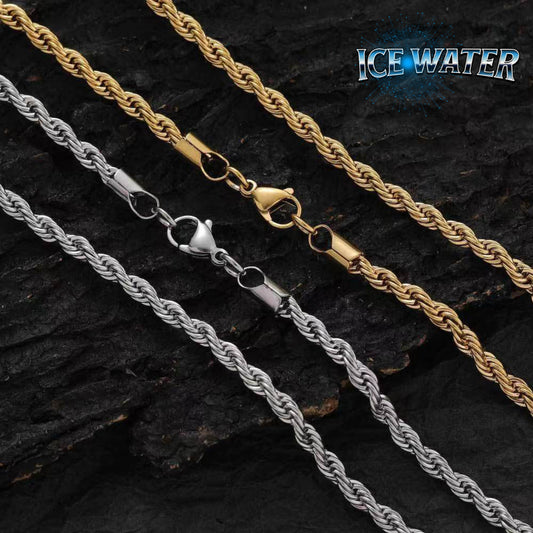 ICE WATER Rope Chain Stainless Steel Necklace for Men Women