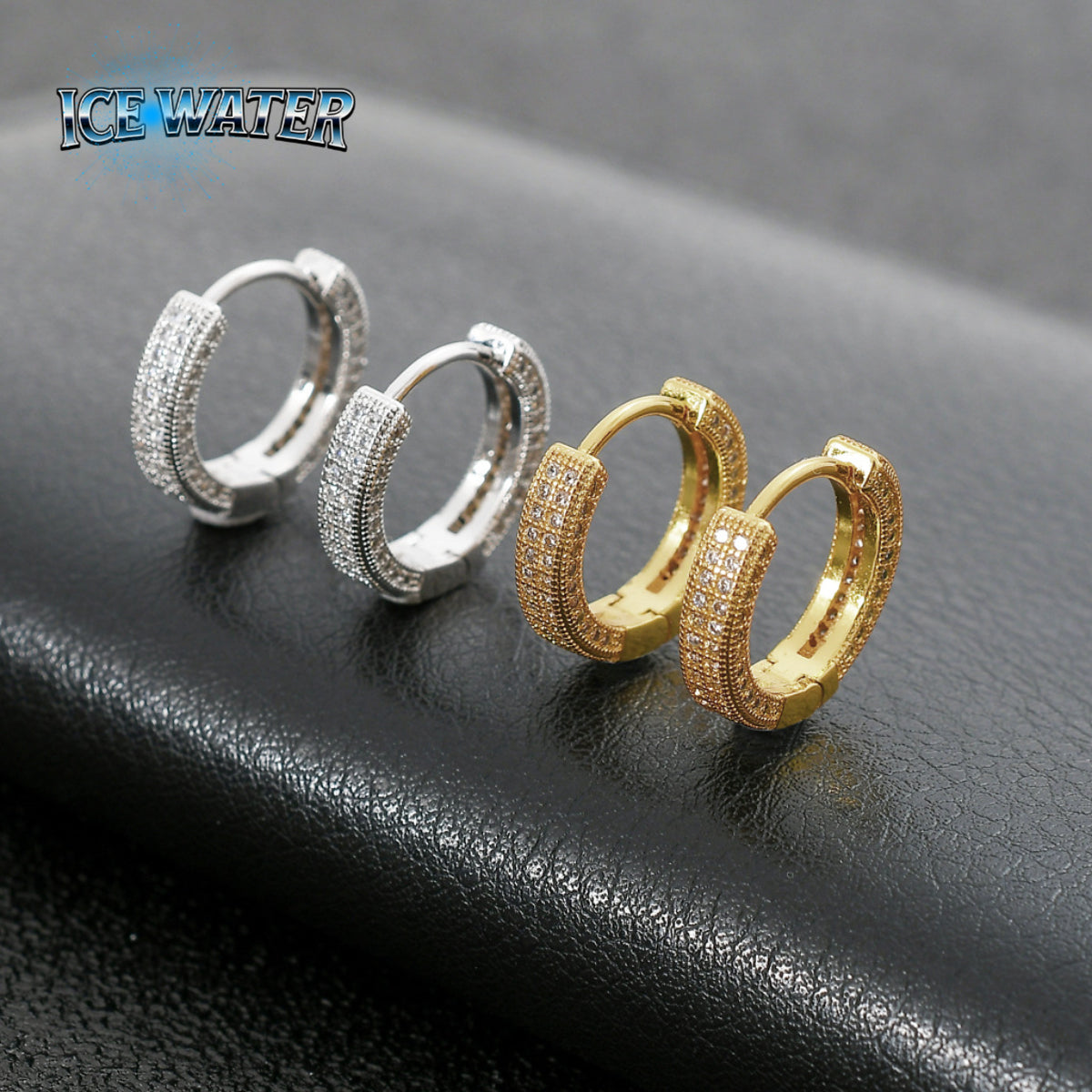 ICE WATER Hip-hop  zirconia Hoop Earrings Jewelry