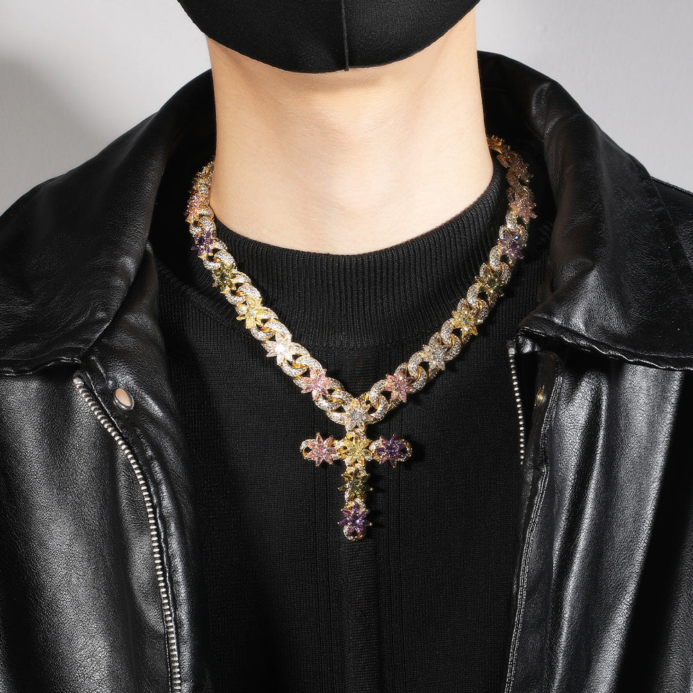 Loyalty 15mm Cross Ice Flower Necklace Link for Brandon