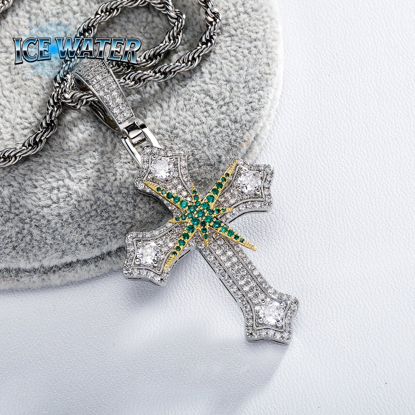 ICE WATER Spinner Zirconia cross Pendant